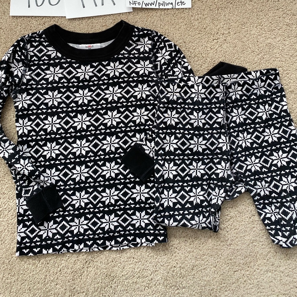 Hanna Andersson Organic BLACK FAIR ISLE PRINT Pajamas Size 100 4T